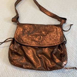 NWOT Copper Metallic Leather Shoulder bag
